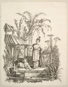 A Seated Chinese Man and a Woman Carrying a Fish, ca. 1742. Creator: Gabriel Huquier