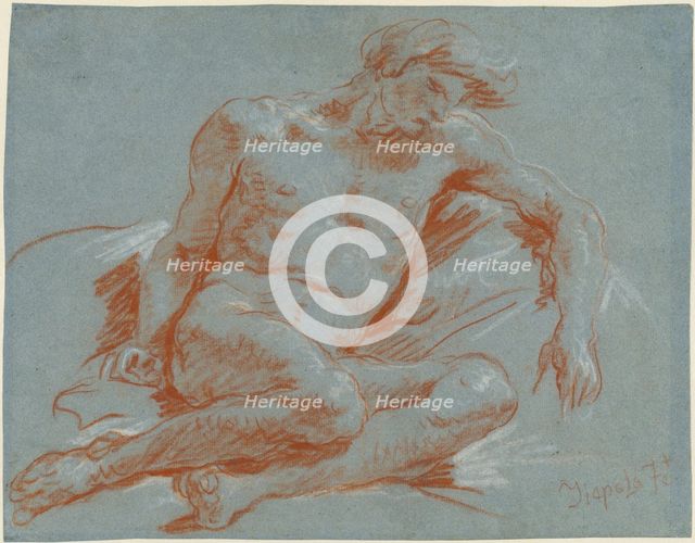 A Seated Male Nude, 1752/1753. Creator: Giovanni Battista Tiepolo.