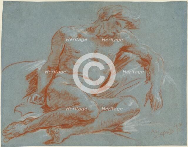 A Seated Male Nude, 1752/1753. Creator: Giovanni Battista Tiepolo.