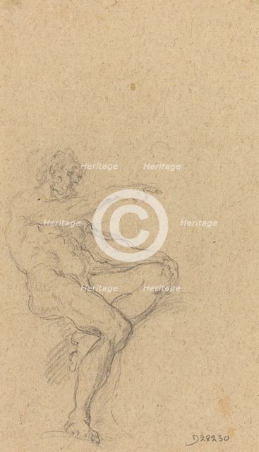 A Seated Nude Man Pointing to the Right. Creator: Francesco Solimena.