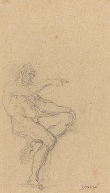 A Seated Nude Man Pointing to the Right. Creator: Francesco Solimena