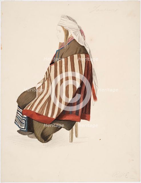 A seated peasant woman from Joutseno. Creator: Robert Wilhelm Ekman.