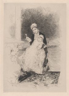 A seated woman holding a child, ca. 1800-1900?. Creator: Luis Jiménez Aranda