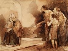 A Seated Woman with Figures in an Interior, c1850s. Creator: John Phillip