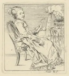 A Seated Young Woman Holding a Letter, c. 1775. Creator: Giovanni David