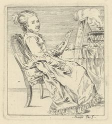 A Seated Young Woman Holding a Letter, c. 1775. Creator: Giovanni David