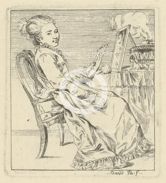 A Seated Young Woman Holding a Letter, c. 1775. Creator: Giovanni David.