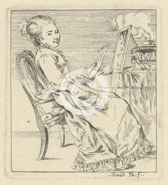 A Seated Young Woman Holding a Letter, c. 1775. Creator: Giovanni David.