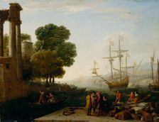A Seaport at Sunset, 1643. Creator: Claude Lorrain