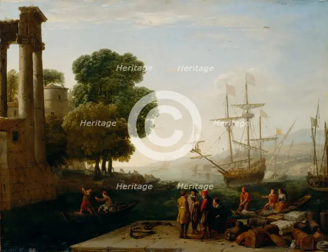 A Seaport at Sunset, 1643. Creator: Claude Lorrain.