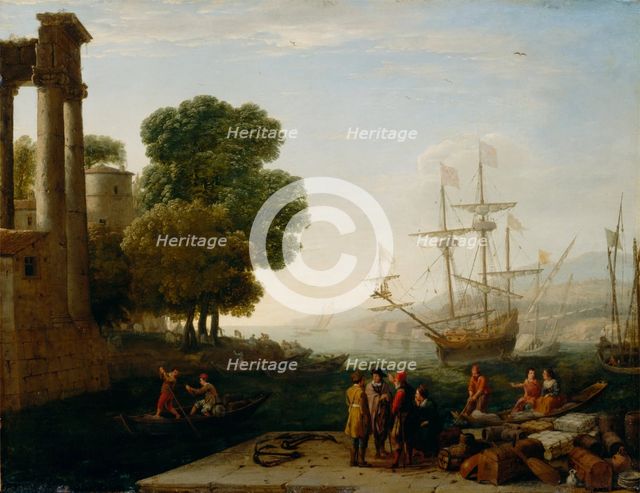 A Seaport at Sunset, 1643. Creator: Claude Lorrain.