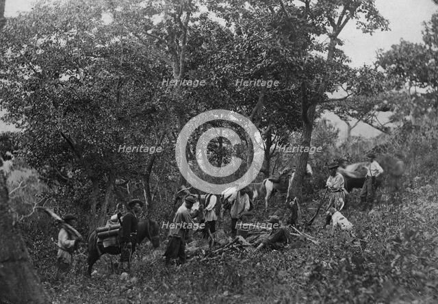 A search party of 7 people on Askold Island, 1865-1871. Creator: VV Lanin.