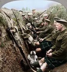 A section of Seaforth Highlanders snatching a moments respite, World War I, c1914-c1918. Artist: Realistic Travels Publishers