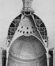 A sectional drawing of Sir Christopher Wren's great dome c1934