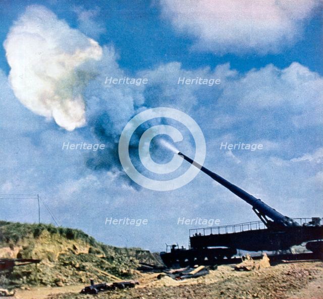 A second after the command to fire, French Channel coast, World War II, 1940. Artist: Unknown