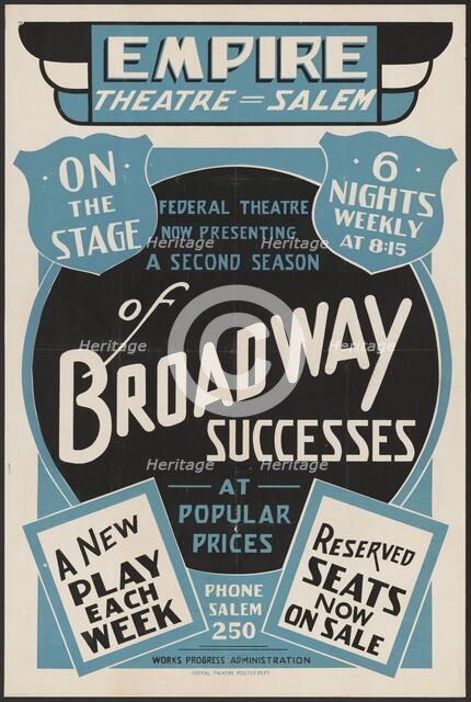 A Second Season of Broadway Sucesses, Salem, MA, [193-]. Creator: Unknown.