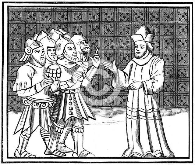 A secret meeting of the Jews at the Rabbi's House, 14th century (1849). Artist: Unknown