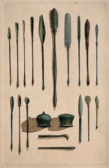 A selection of ancient Roman surgical instruments, 1850-1910. Creator: Unknown