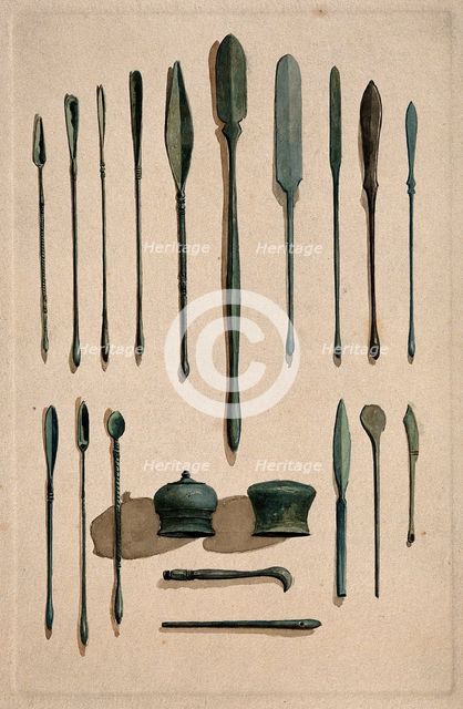 A selection of ancient Roman surgical instruments, 1850-1910. Creator: Unknown.