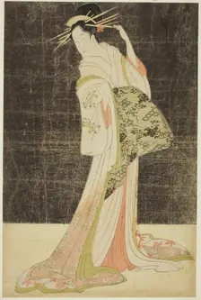 A Selection of Beauty from the Pleasure Quarters (Seiro bijin awase): Courtesans Hired..., c. 1794. Creator: Hosoda Eishi