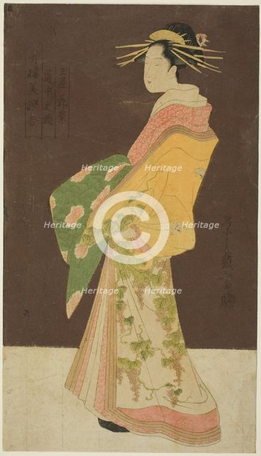 A Selection of Beauty from the Pleasure Quarters (Seiro bisen awase): Hanamurasaki..., c. 1795. Creator: Hosoda Eishi.