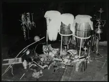 A selection of Brazilian percussionist Guilherme Franco's instruments, Middlesbrough, 1978. Creator: Denis Williams