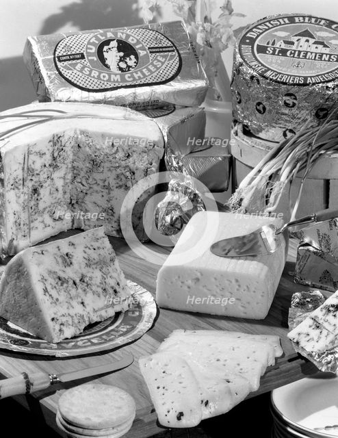 A selection of Danish cheeses, 1963.  Creator: Michael Walters.