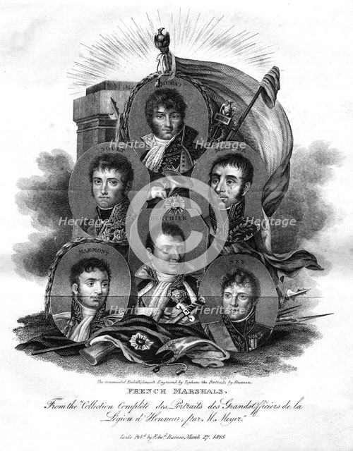 A selection of French marshals, 1815.Artist: Edward Topham