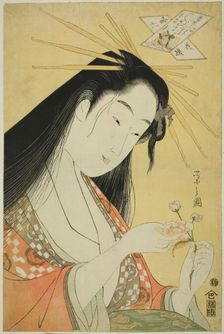 A Selection of Six Flowers - A Parody Rokkasen (Yatsushi Rokkasen): Ono no Komachi, c. 1798. Creator: Hosoda Eishi