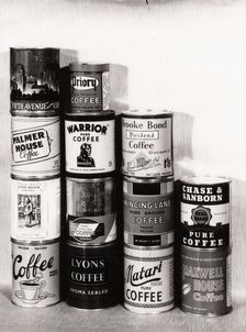 A selection of tins of different brands of coffee, 1947