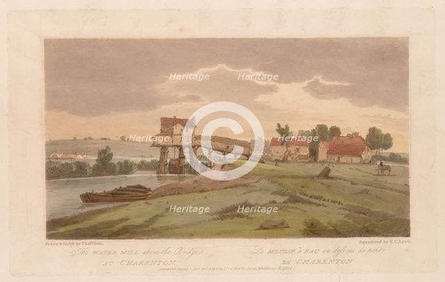 A Selection of Twenty of the Most Picturesque Views in Paris: The Water Mill above the Bridge...1803 Creator: Thomas Girtin (British, 1775-1802); Frederick Christian Lewis (British, 1779-1856).