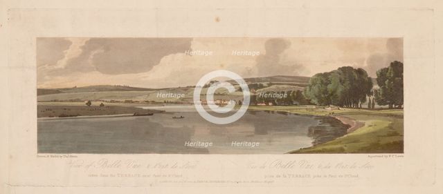 A Selection of Twenty of the Most Picturesque Views in Paris: View of Belle Vue & Pont de Sêve..., 1 Creator: Thomas Girtin (British, 1775-1802); Frederick Christian Lewis (British, 1779-1856).