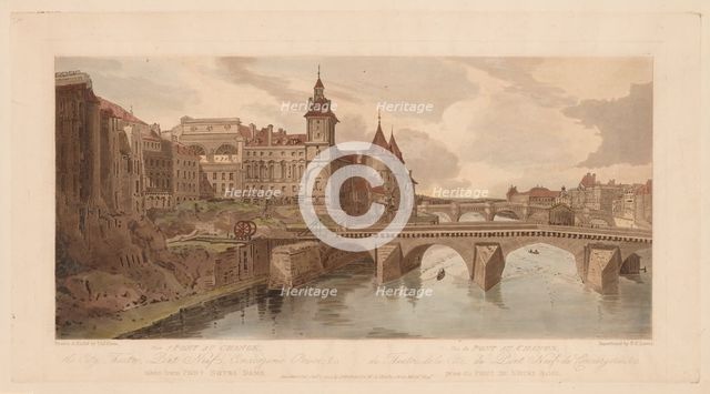 A Selection of Twenty of the Most Picturesque Views in Paris: View of Pont au Change…, 1803. Creator: Thomas Girtin (British, 1775-1802).