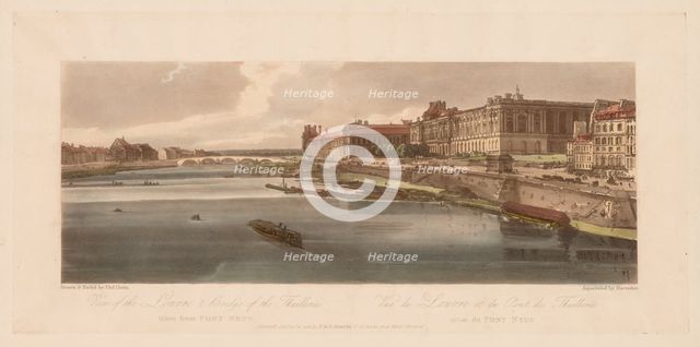A Selection of Twenty of the Most Picturesque Views in Paris: View of the Louvre & Bridge…, 1802. Creator: Thomas Girtin (British, 1775-1802); J.B. Harraden (British).