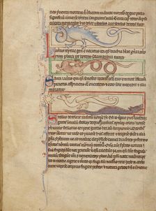 A Seps; A Lizard; A Saura; A Newt; Northumberland Bestiary, about 1250-1260. Creator: Unknown
