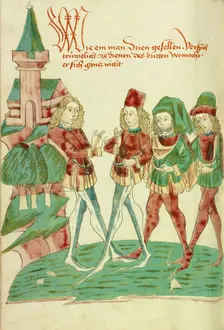 A Servant before Three Lords; Barlaam und Josaphat, 1469. Creators: Hans Schilling, Diebolt Lauber