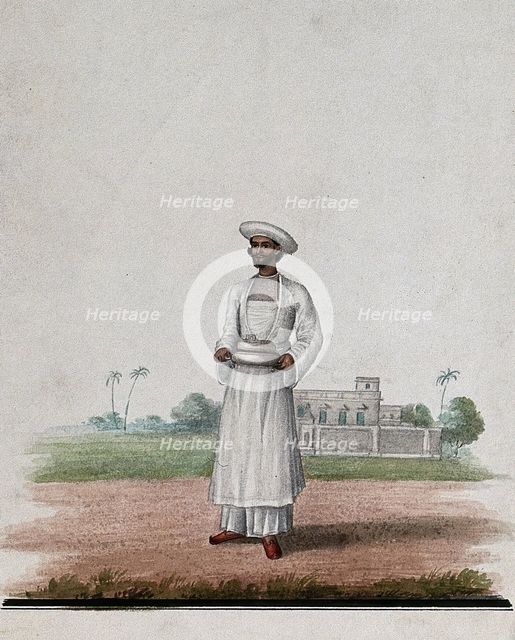 A servant carrying a serving dish, (between 1800 and 1899?). Creator: Unknown.