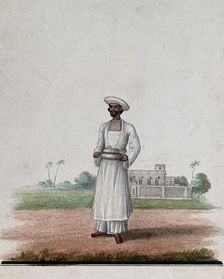 A servant carrying a serving dish, (between 1800 and 1899?). Creator: Unknown