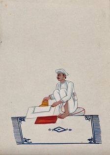 A servant ironing clothes, (between 1800 and 1899?). Creator: Unknown