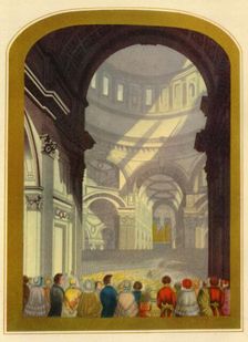 A Service in St. Paul's Cathedral c1850, (1947). Creator: Bradshaw & Blacklock