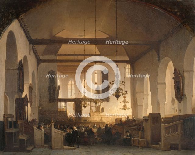 A Service in the Geertekerk, Utrecht, 1852. Creator: Johannes Bosboom.