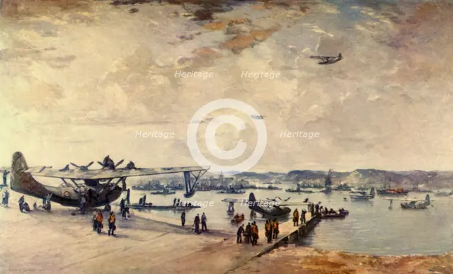 'A Service Station - Seaplanes', Second World War, (1944).  Creator: Charles Cundall.