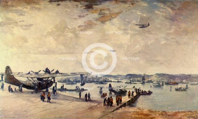 'A Service Station - Seaplanes', Second World War, (1944).  Creator: Charles Cundall.