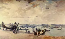A Service Station - Seaplanes Second World War, (1944). Creator: Charles Cundall