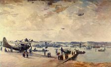 A Service Station - Seaplanes Second World War, (1944). Creator: Charles Cundall