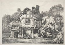 A Series of Ancient Buildings and Rural Cottages in the North of England: Near Ashbourn, 1821. Creator: Samuel Prout (British, 1783-1852)