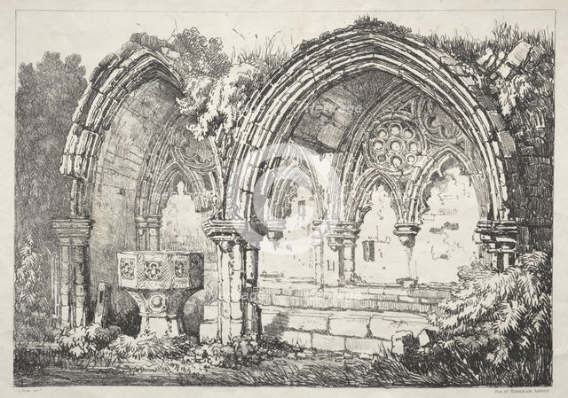 A Series of Ancient Buildings and Rural Cottages in the North of England: Part of Kirkham Abbey, 182 Creator: Samuel Prout (British, 1783-1852).