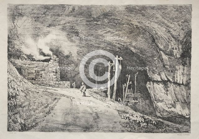 A Series of Ancient Buildings and Rural Cottages in the North of England: Peak Cavern, 1821. Creator: Samuel Prout (British, 1783-1852).