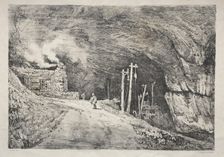A Series of Ancient Buildings and Rural Cottages in the North of England: Peak Cavern, 1821. Creator: Samuel Prout (British, 1783-1852)