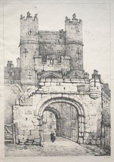 A Series of Ancient Buildings and Rural Cottages in the North of England: At York, Medieval Gate, 18 Creator: Samuel Prout (British, 1783-1852)